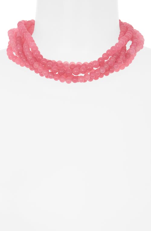 Kenneth Jay Lane Rose Quartz Beaded Multistrand Necklace In Pink