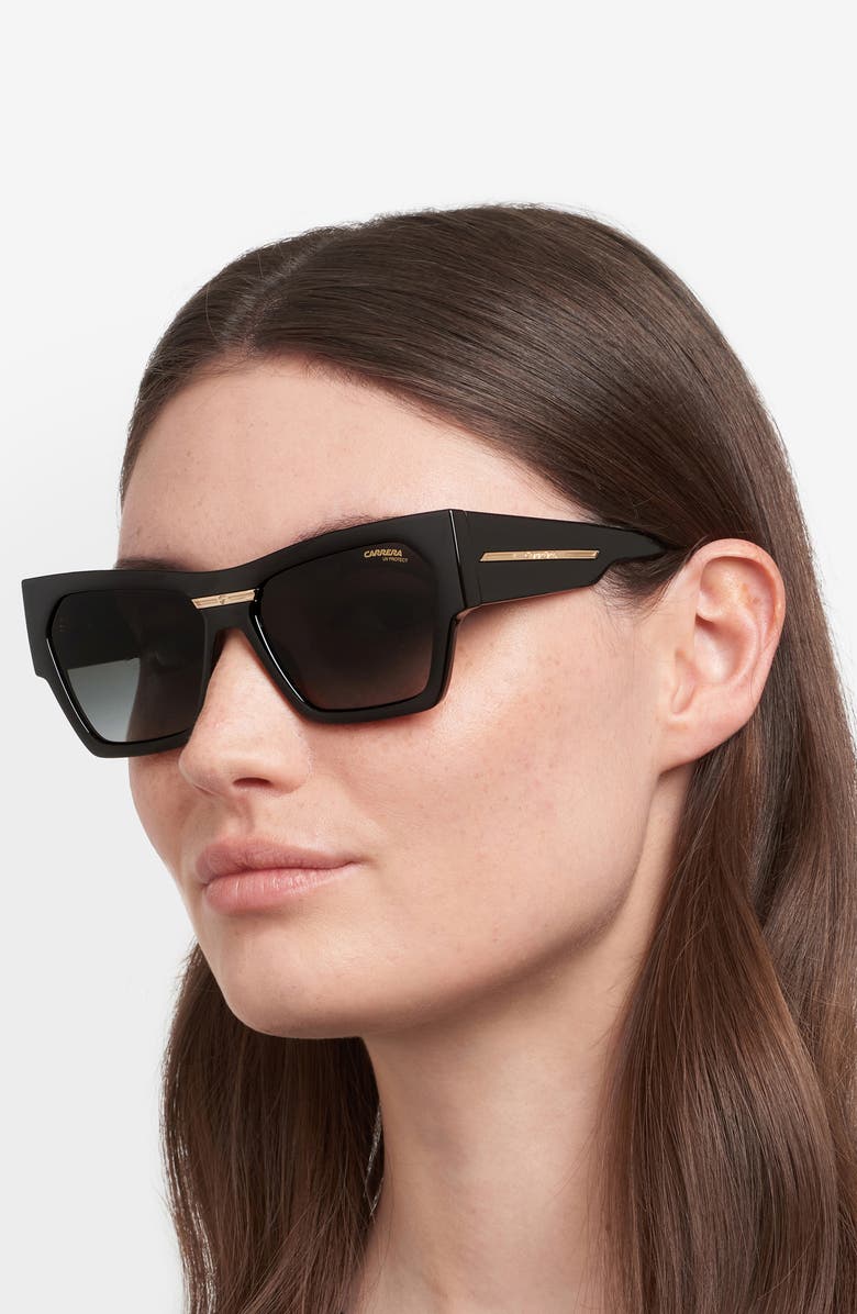 Carrera Eyewear Victory 57mm Gradient Rectangular Sunglasses, Alternate, color, Black/ Dark Grey