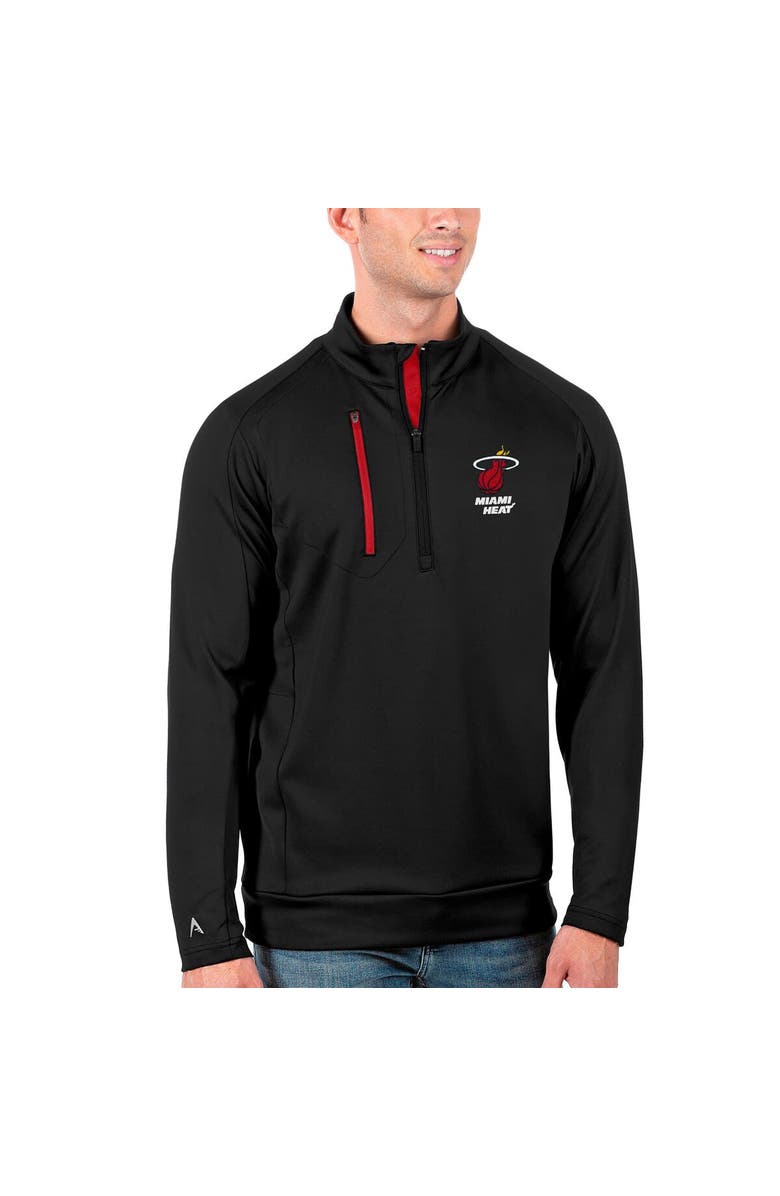ANTIGUA Men's Antigua Black Miami Heat Generation Quarter-Zip Pullover Jacket, Alternate, color, Black