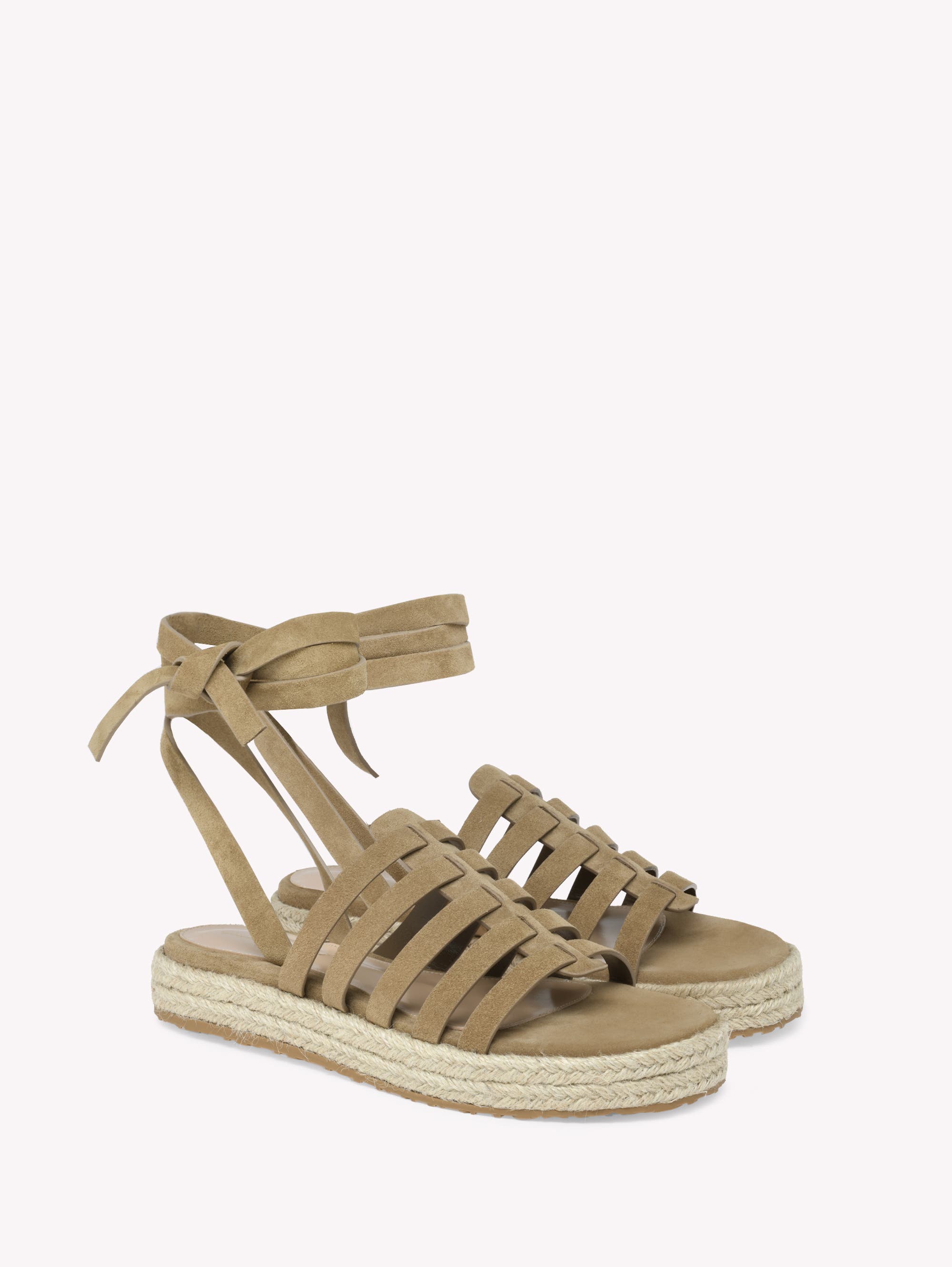 Gianvito Rossi Pompei Espadrillas Sandal, Alternate, color, Brown Suede Leather