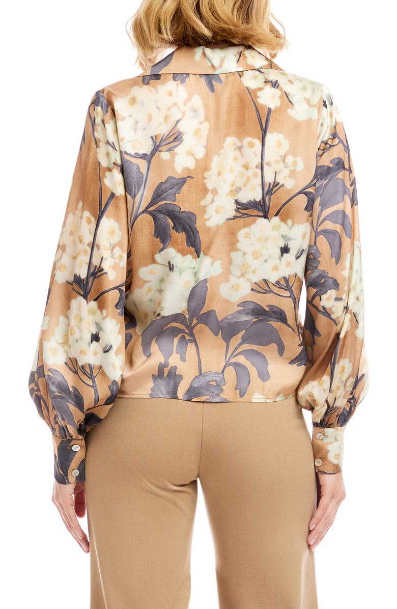Karen Kane Floral Tie Front Satin Top, Alternate, color, Print