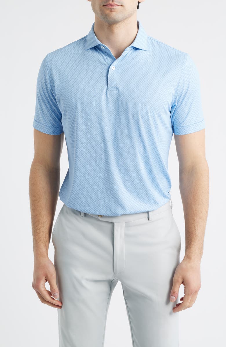 Peter Millar Granada Performance Jersey Golf Polo, Main, color, Dusk Blue