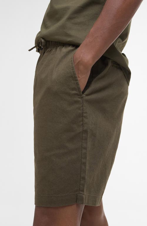 BARBOUR BARBOUR RELAXED FIT LINEN & COTTON DRAWSTRING SHORTS