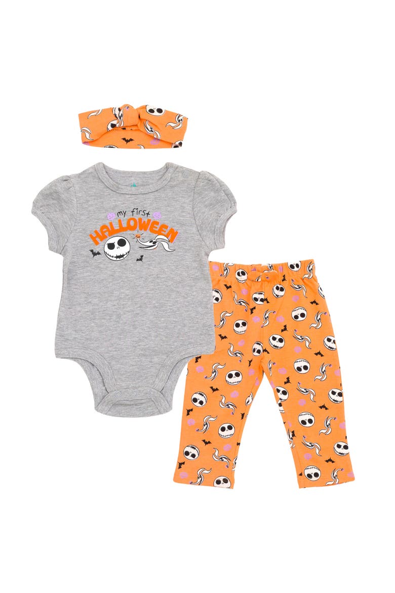 Nightmare Before Christmas Halloween Bodysuit and Pants Set, Main, color, Grey Jack Skellington