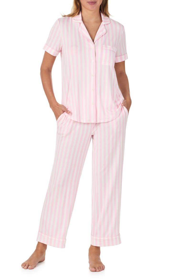 print crop pajamas, Alternate, color, PINK/ WHITE