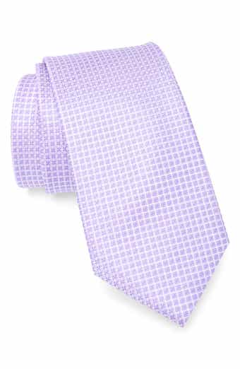 Grid Print Silk Tie