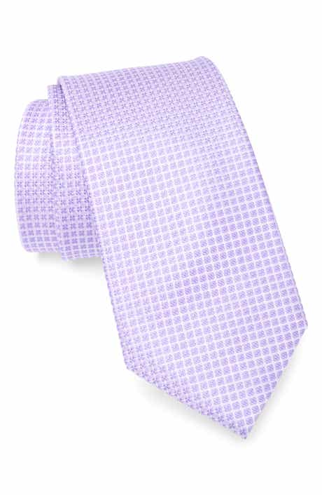Grid Print Silk Tie