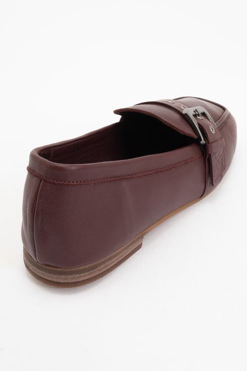 Forever & Always Shoes Jade Leather Flat Loafers In Burgundy Brown Leather