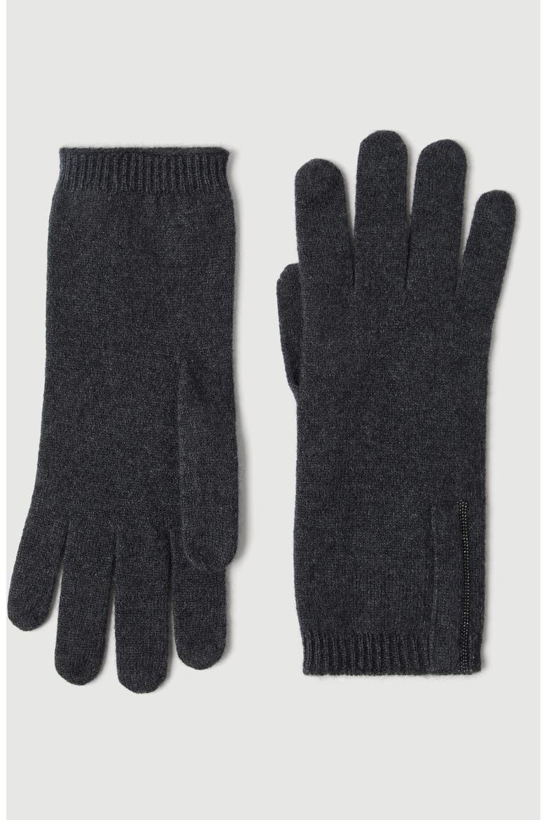 Cashmere knit gloves with monili, Main, color, Lignite