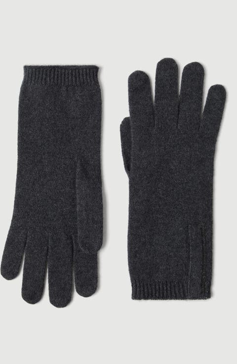 Cashmere knit gloves with monili