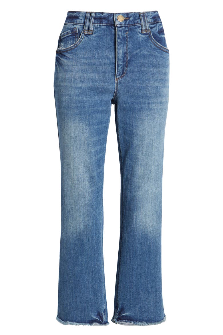 Tatum Frayed High Waist Ankle Bootcut Jeans, Alternate, color, MID BLUE ARTISANAL