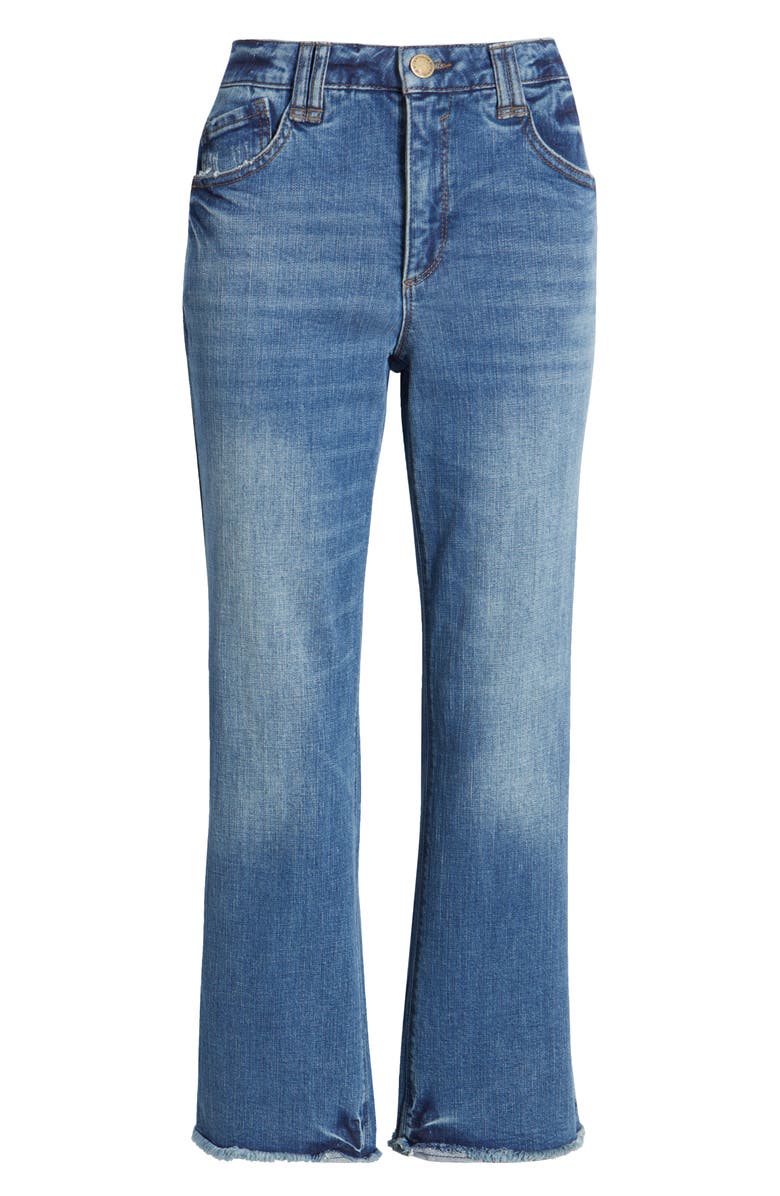 Wit & Wisdom Tatum 'Ab'Solution Frayed High Waist Ankle Bootcut Jeans, Alternate, color, Mid Blue Artisanal