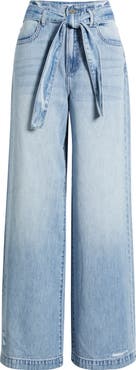 HIDDEN JEANS Belted High Waist Wide Leg Jeans
