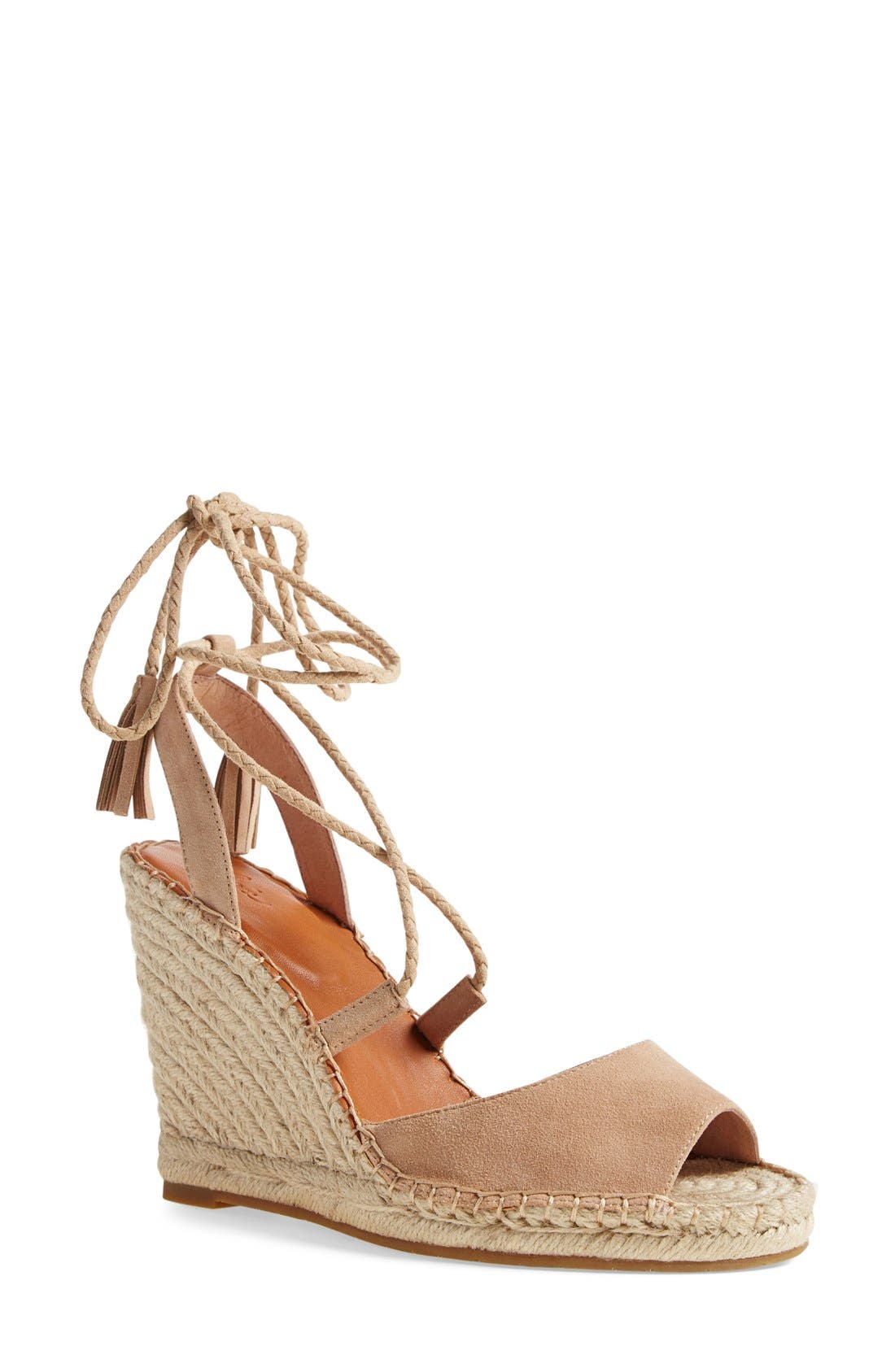 'Phyllis' Espadrille Wedge, Main, color, BUFF KID SUEDE