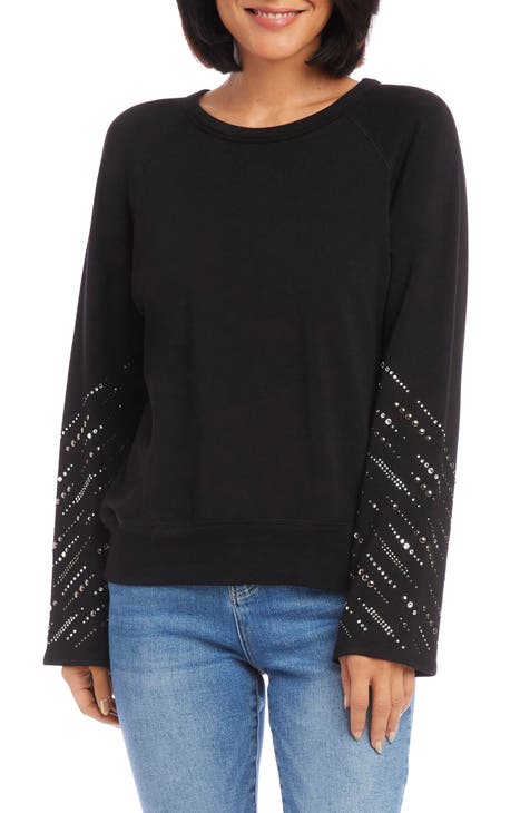 Embellished Sleeve Fleece Top