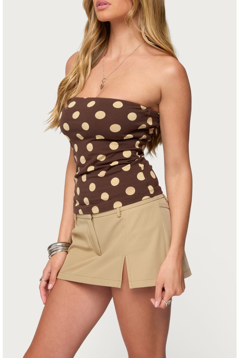 Polka Dot Tube Top, Alternate, color, BROWN