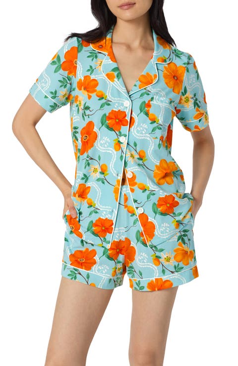 Print Stretch Organic Cotton Short Pajamas