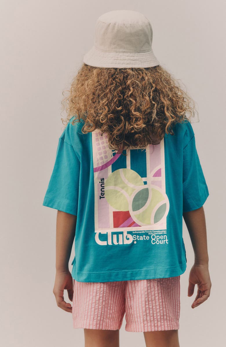 NEXT Kids' Oversize Tennis Graphic T-Shirt, Alternate, color, Blue