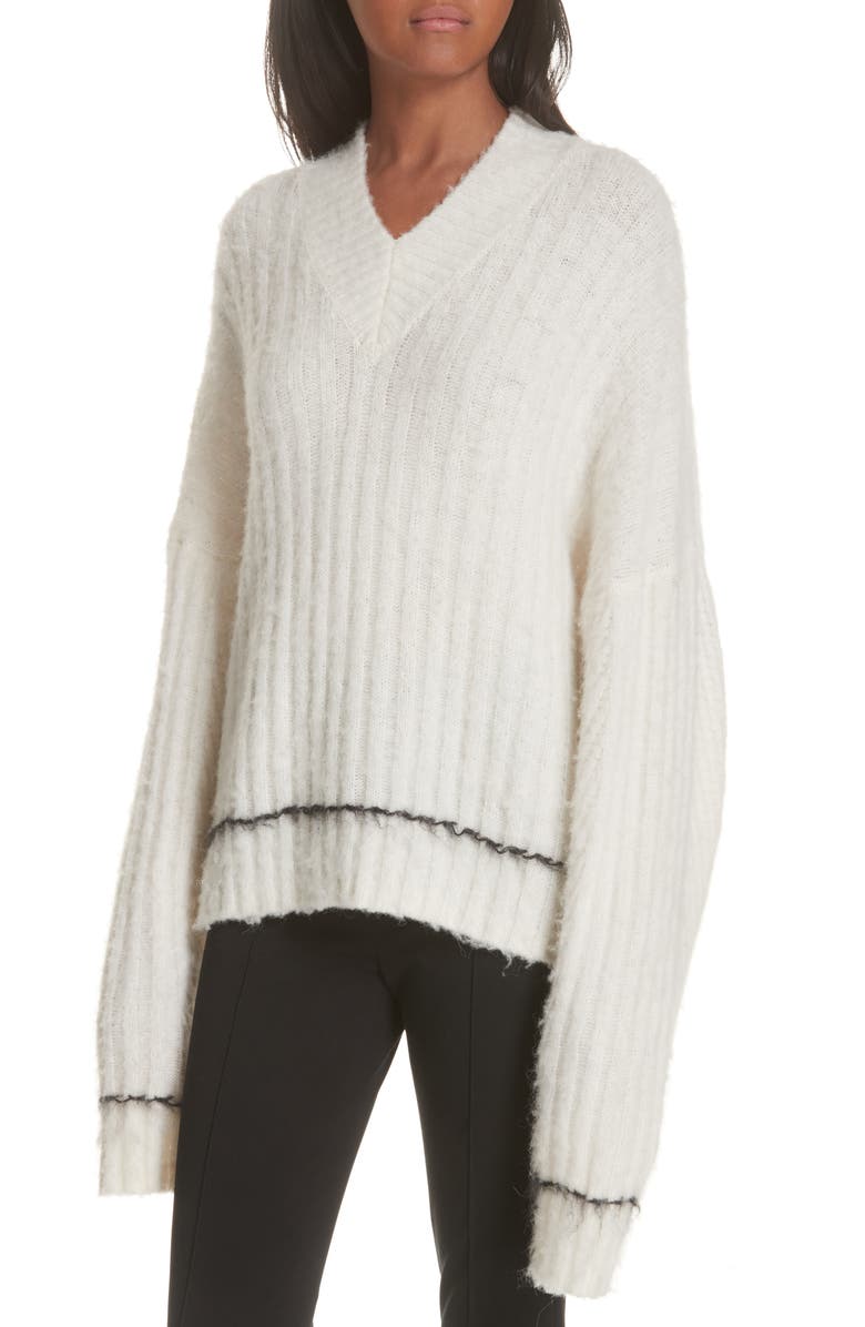 Helmut Lang Brushed Wool & Alpaca Blend Sweater, Alternate, color, 