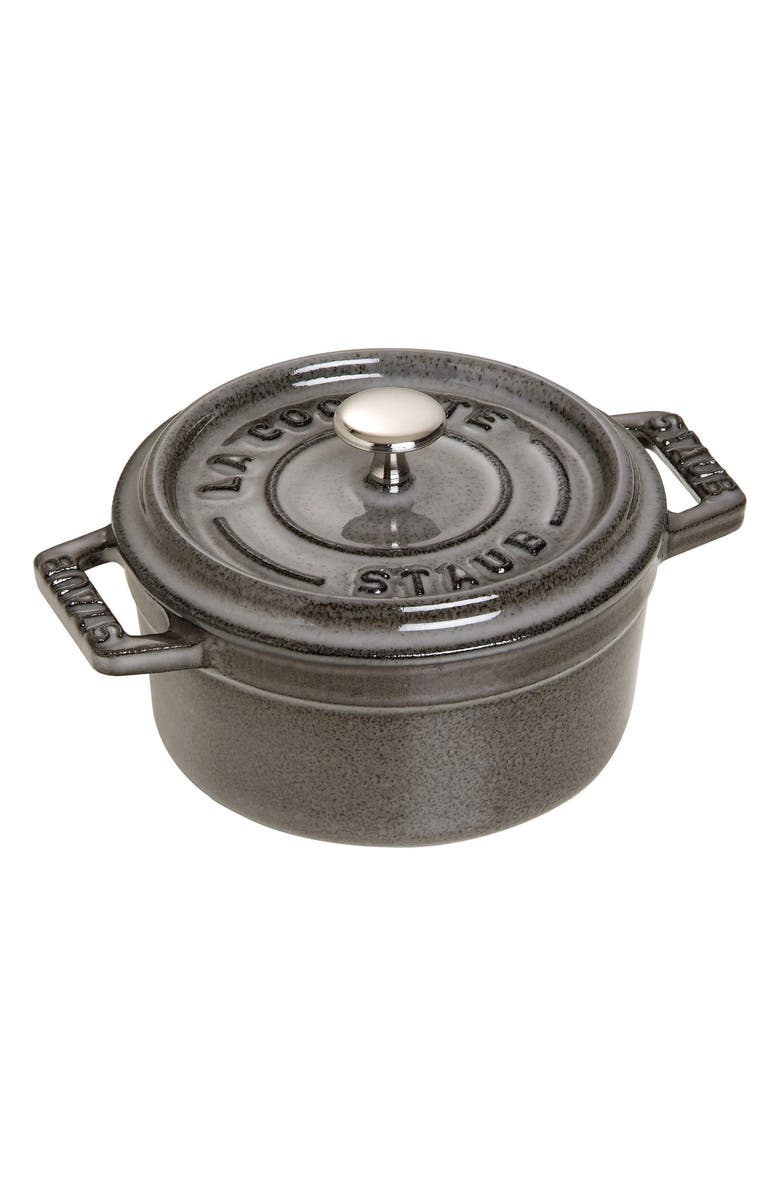 Staub Enameled Cast Iron 0.25-Quart Mini Cocotte, Main, color, Graphite Grey