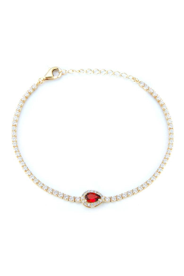 14K Gold Plated Sterling Silver & CZ Pear Station Bracelet, Main, color, YELLOW GOLD