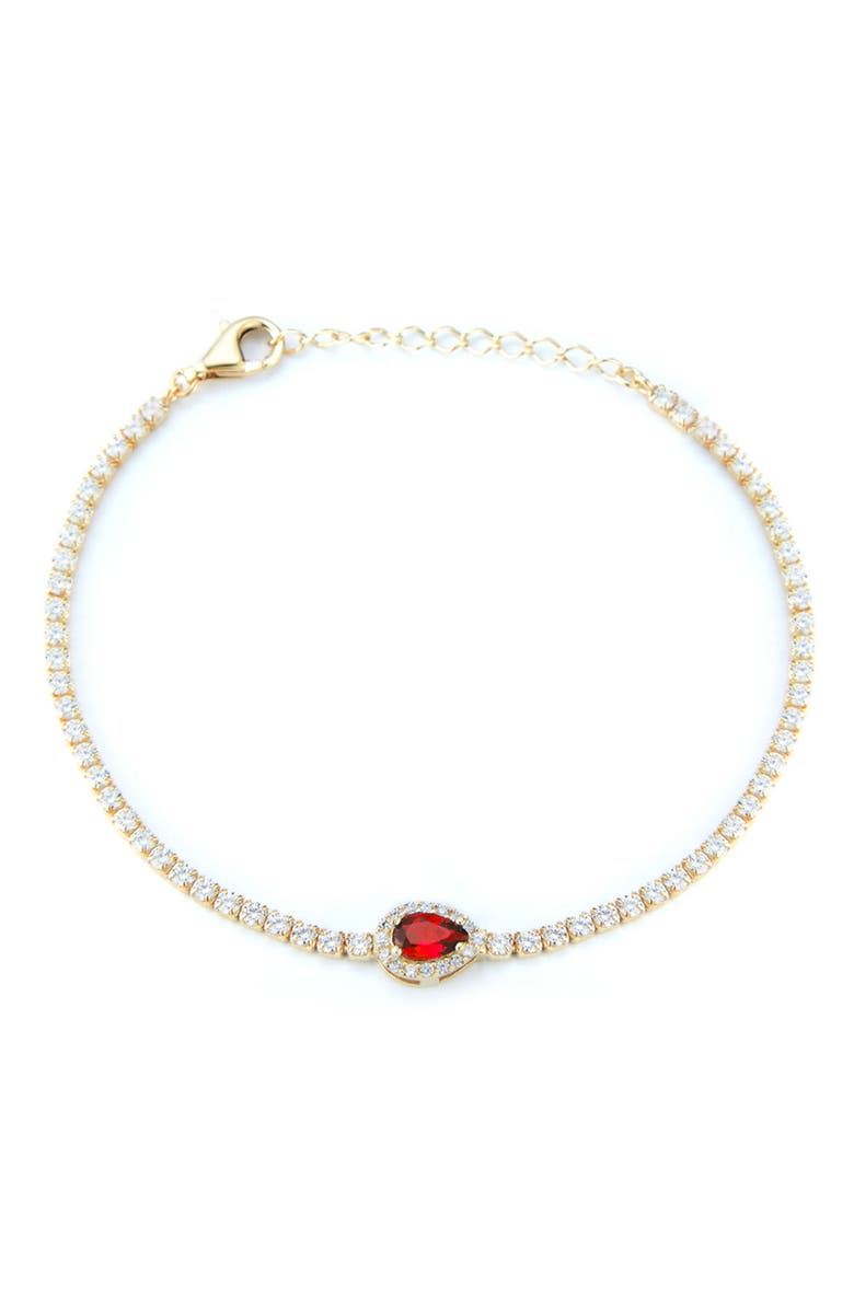 SPHERA MILANO 14K Gold Plated Sterling Silver & CZ Pear Station Bracelet, Main, color, 