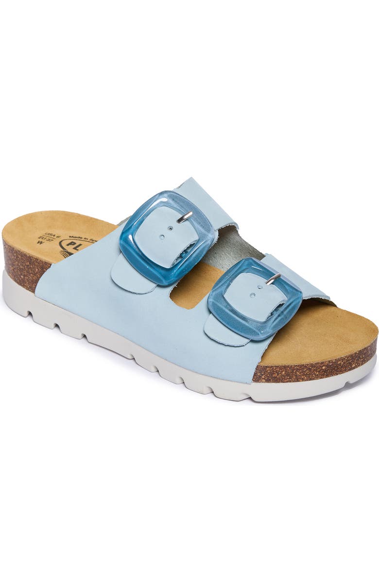 Plakton Calla Slide Sandal, Main, color, Celeste