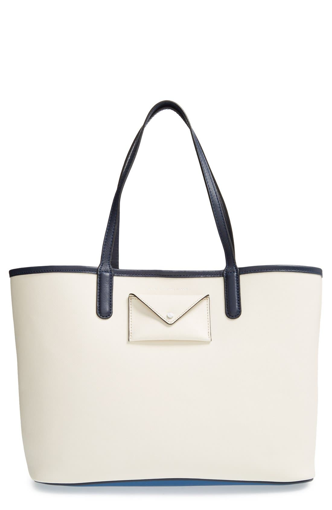 MARC BY MARC JACOBS 'Metropolitote 48' Leather Tote, Main, color, WHITE BIRCH MULTI