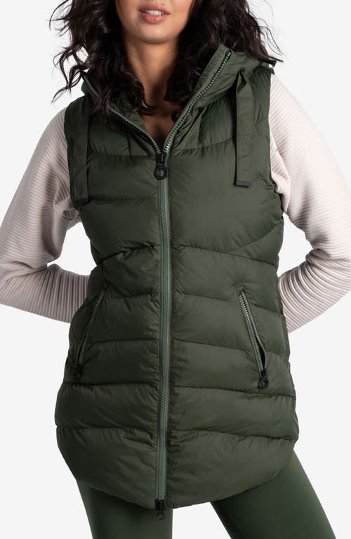 Lole Transition Water Repellent Hooded Quilted Vest in Olive 