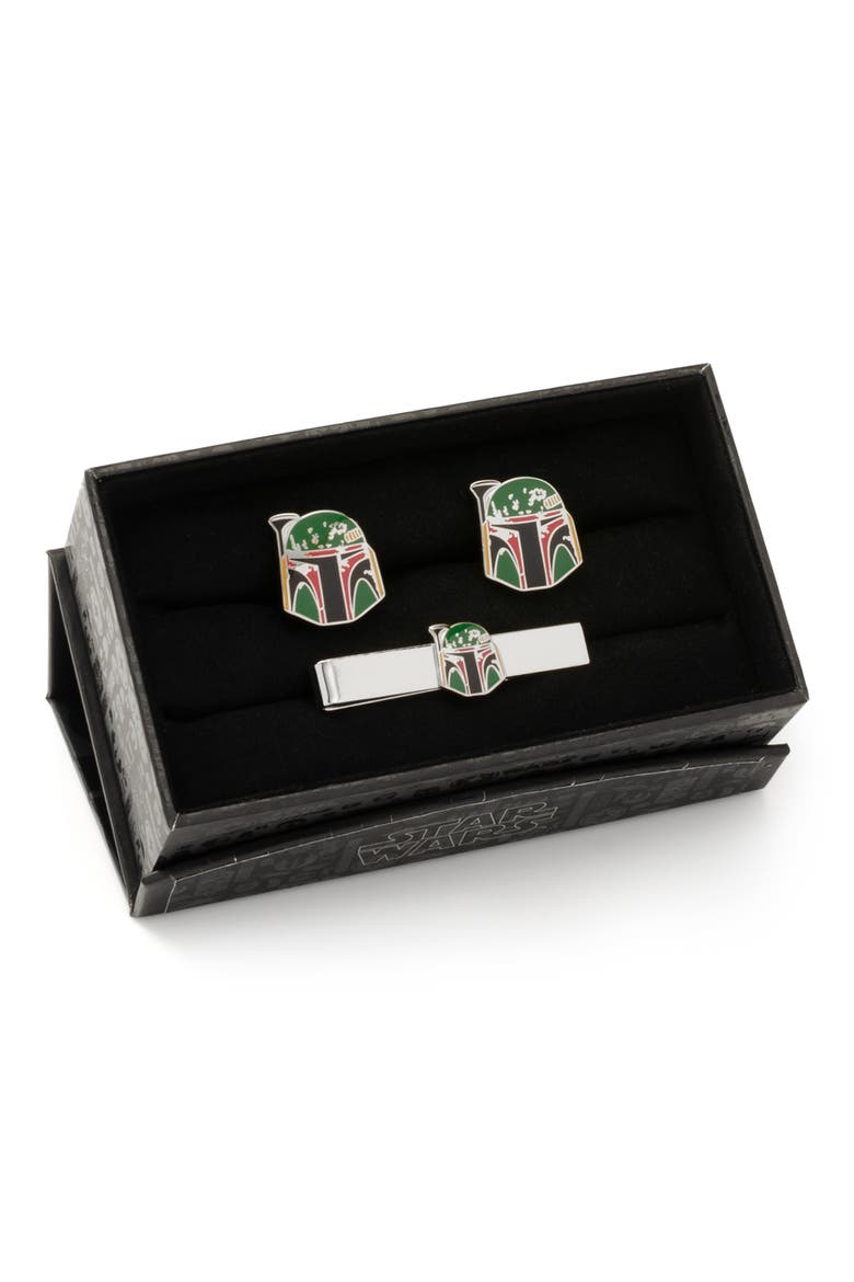 Boba Fett Cuff Links & Tie Bar Set, Alternate, color, GREEN