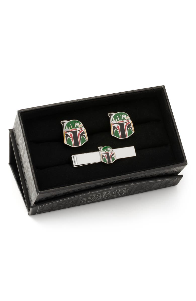 Cufflinks, Inc. Boba Fett Cuff Links & Tie Bar Set, Alternate, color, Green