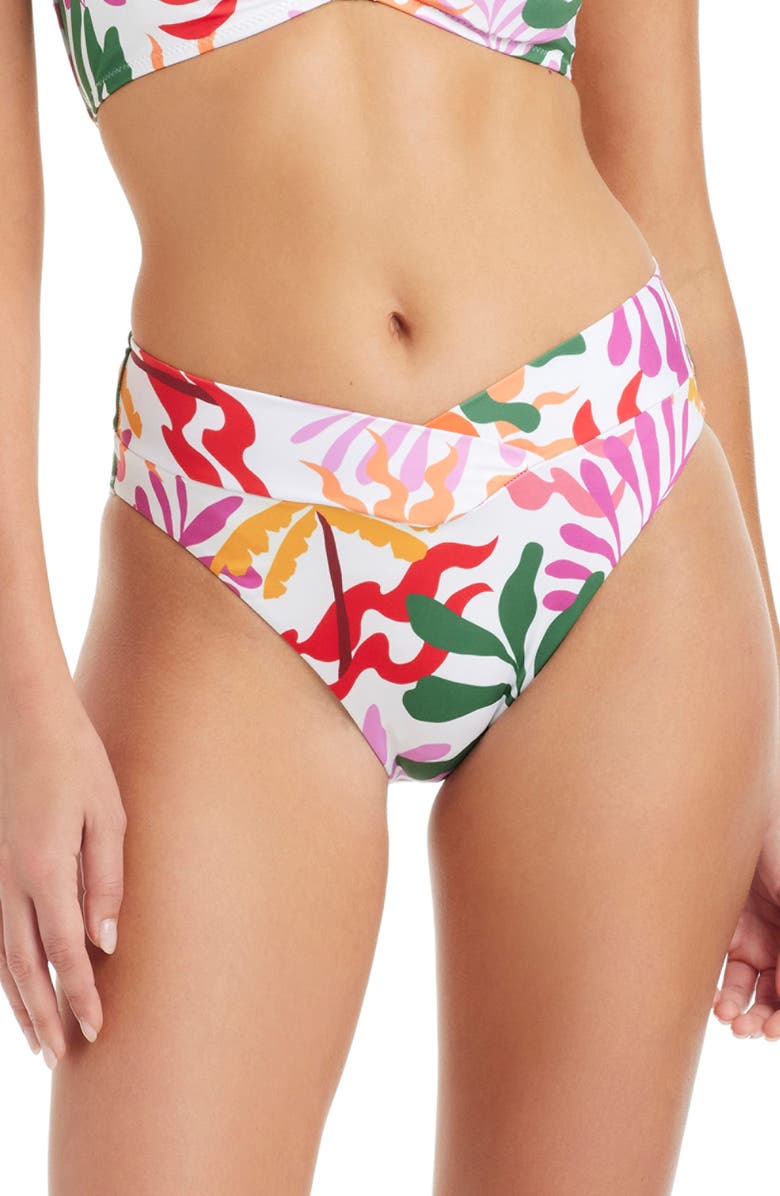 Sanctuary Abstract Print High Leg Bikini Bottoms, Main, color, 