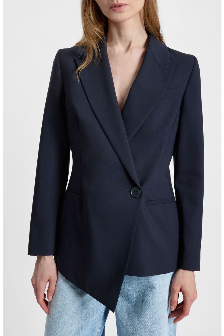 Mara Asymmetrical Blazer in Virgin Wool Stretch, Alternate, color, MIDNIGHT