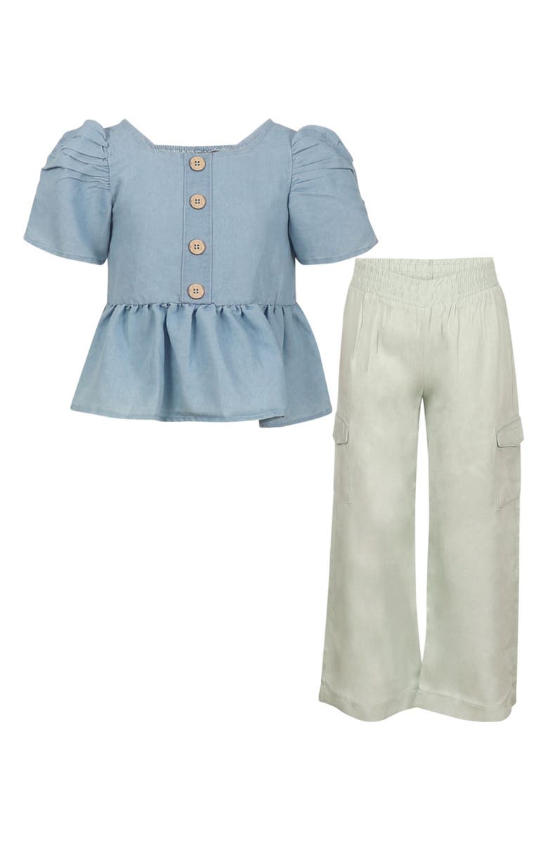 Vince Camuto Kids' Peplum Top & Wide Leg Cargo Pants, Main, color, 