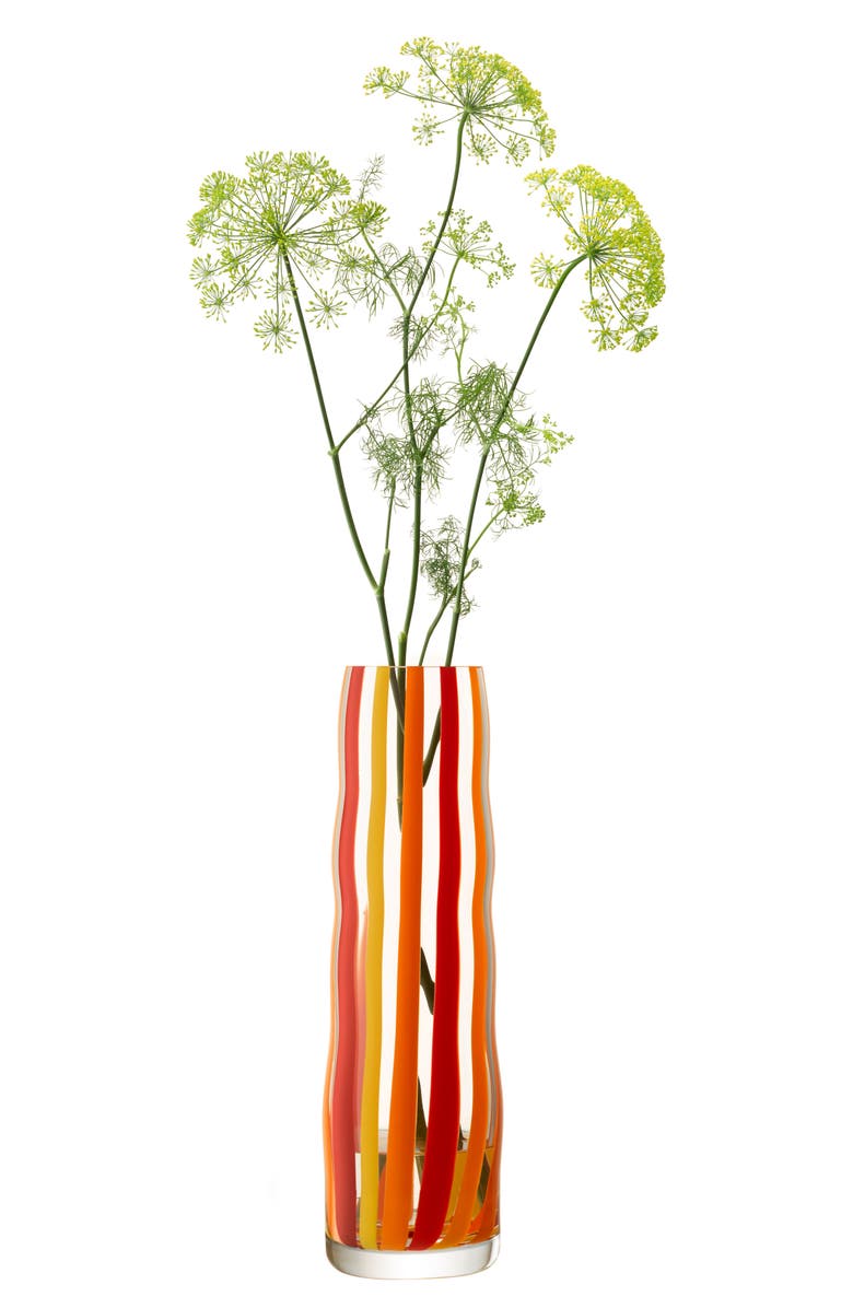 LSA Folk Glass Vase, Alternate, color, Orange/ Red