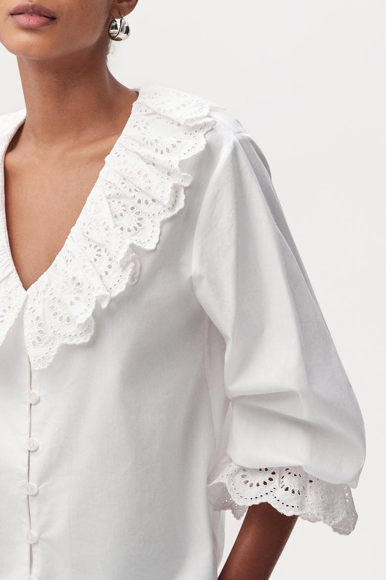 Bibiane Broderie Embroidered Blouse, Alternate, color, White