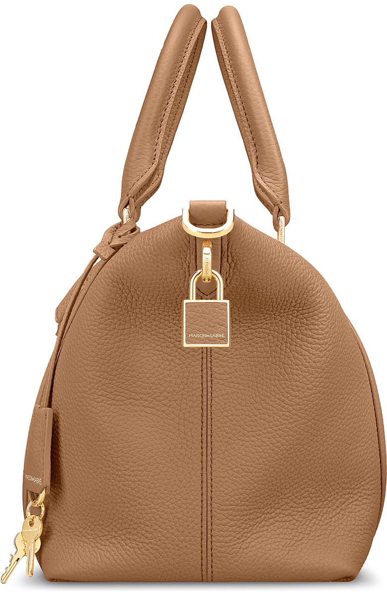 MAISON de SABRÉ Small Leather Weekender Bag, Alternate, color, Sandstone Brown
