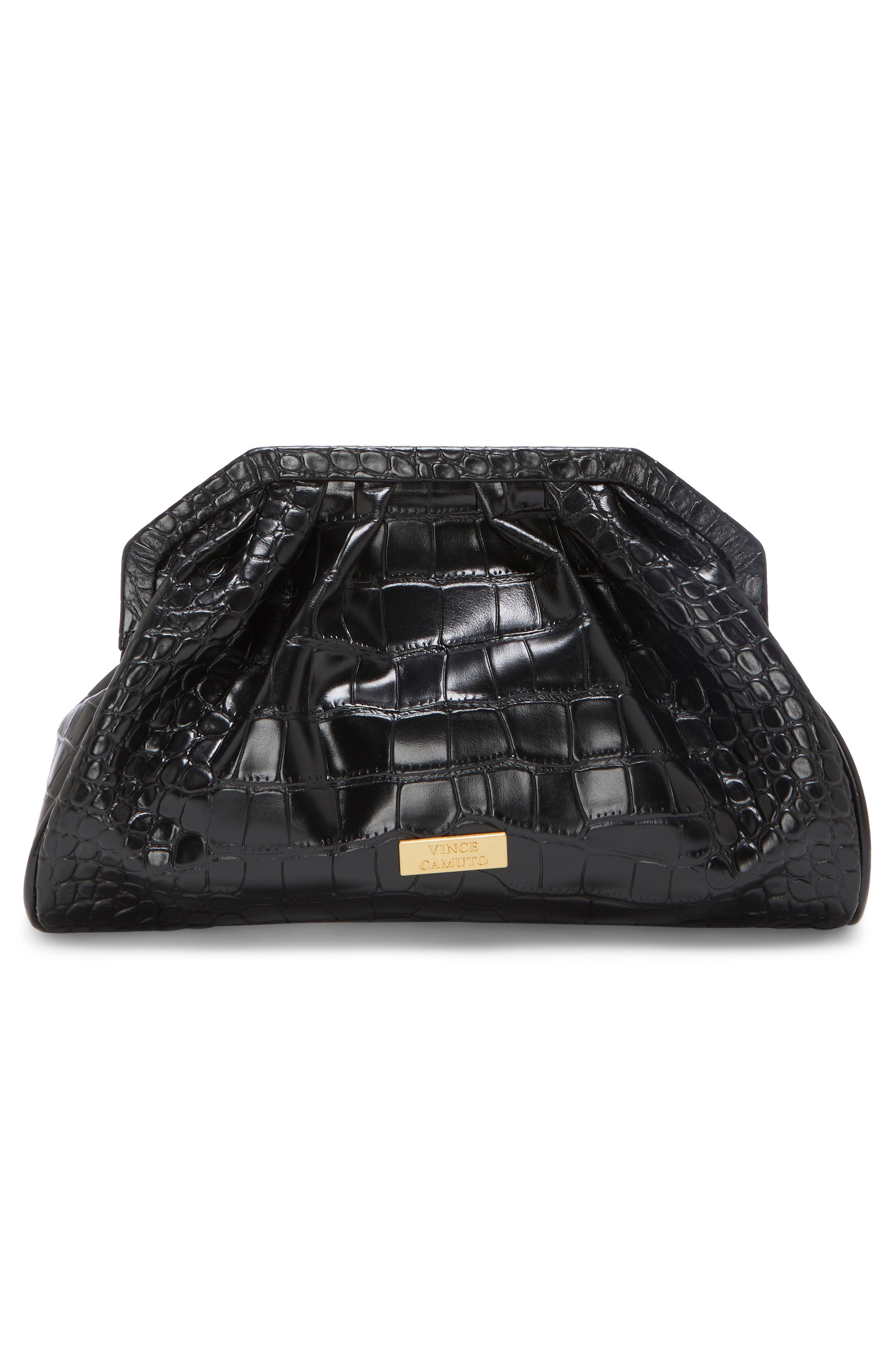 Vince Camuto Baklo Croc Embossed Leather Clutch, Alternate, color, 