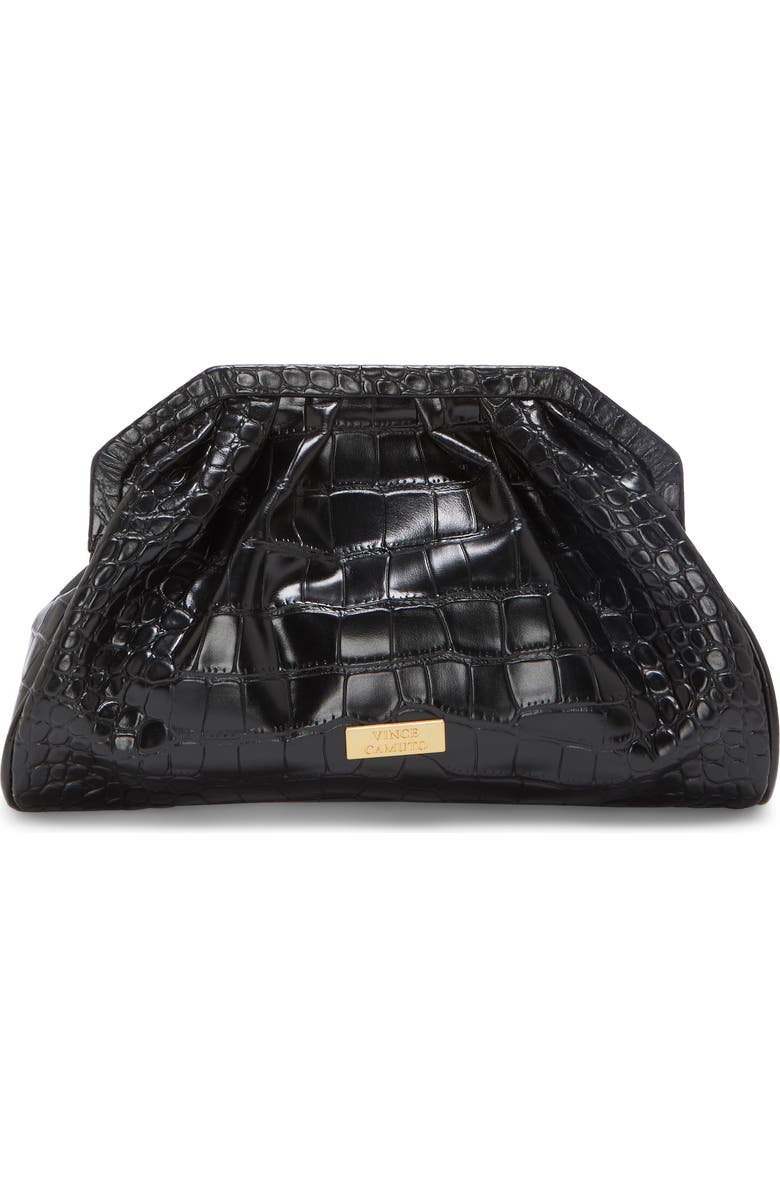 Vince Camuto Baklo Croc Embossed Leather Clutch, Alternate, color,