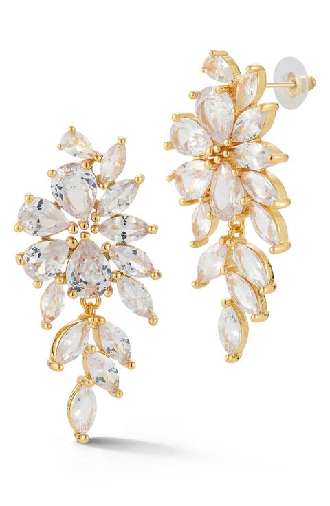 Mixed Cut CZ Drop Earrings