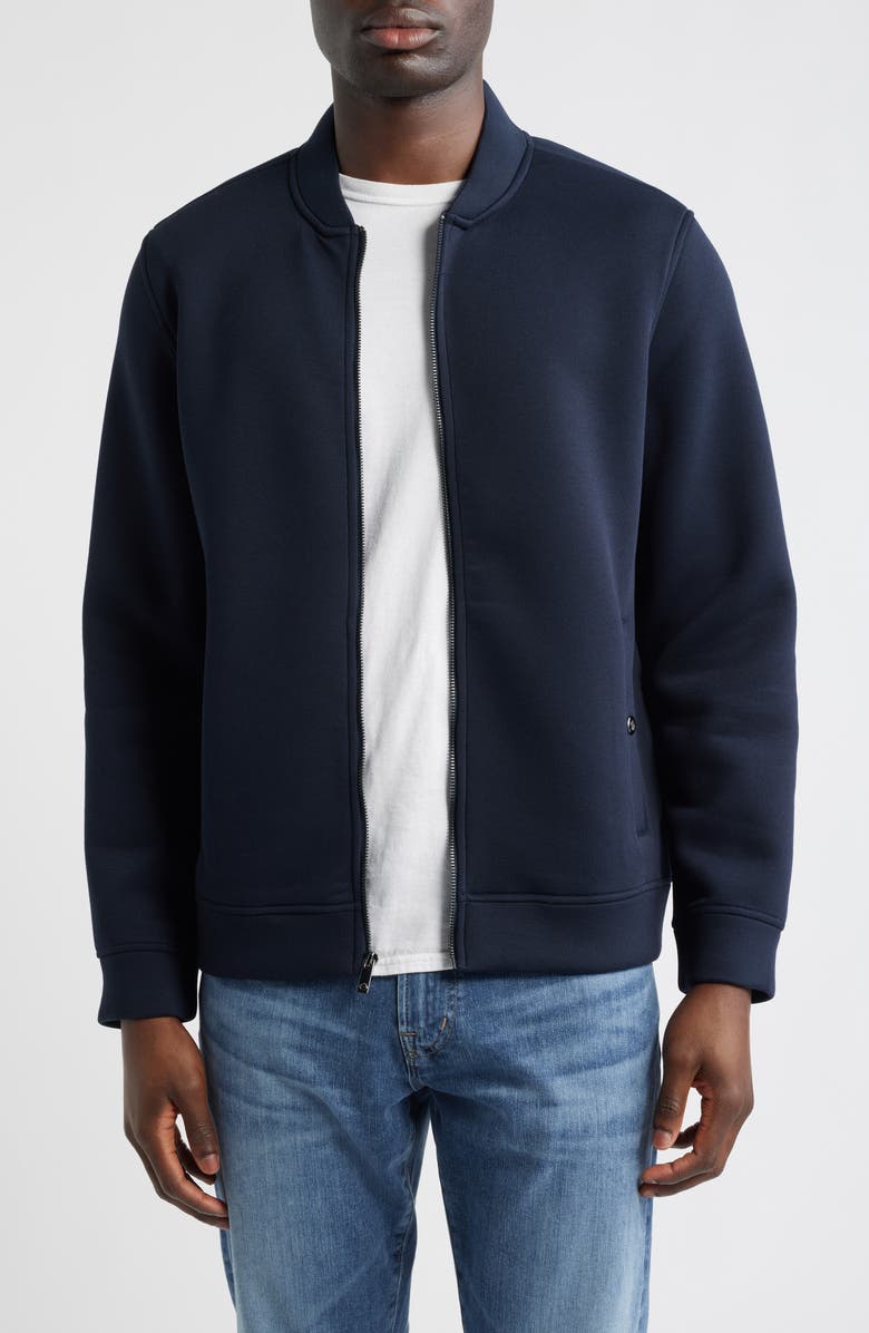 Johnston & Murphy Knit Bomber Jacket, Main, color, Navy