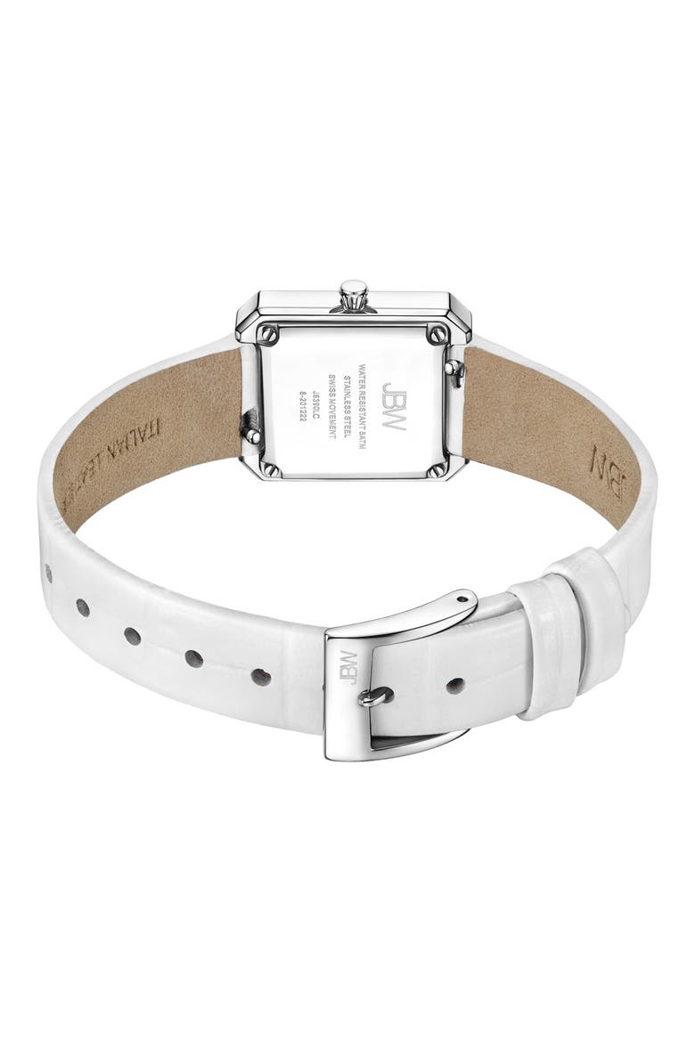 Arc Diamond Leather Strap Watch, 23mm, Alternate, color, WHITE