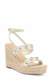 Cinq à Sept Georgia Studded Espadrille Ankle Strap Platform Wedge Sandal