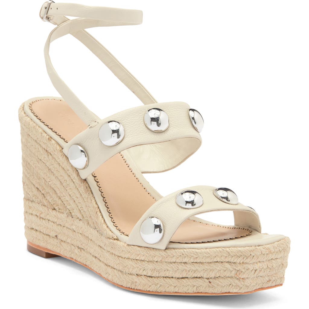 Cinq À Sept Georgia Studded Espadrille Ankle Strap Platform Wedge Sandal In Pearl
