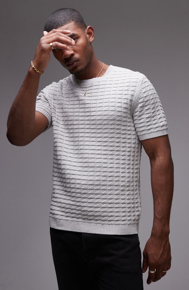Topman Textured Short Sleeve Sweater, Main, color, 