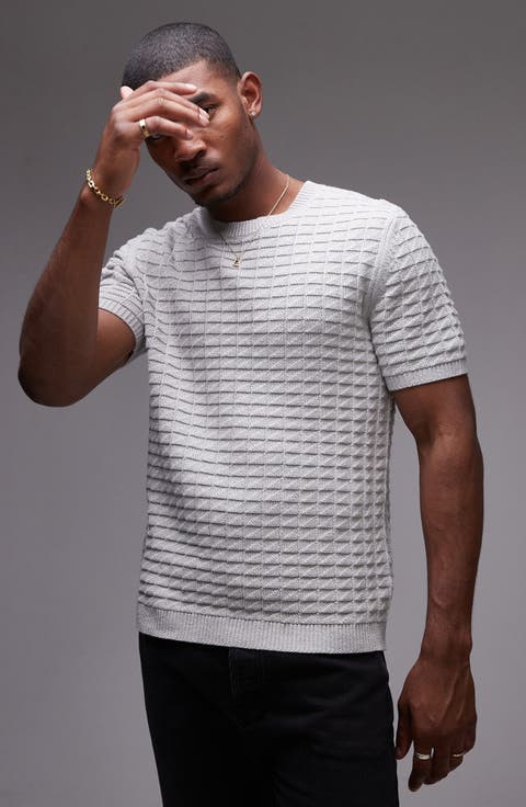 Textured Short Sleeve Sweater