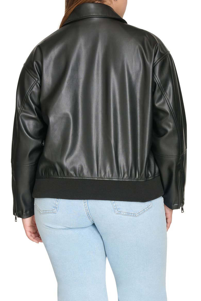 Faux Leather Jacket, Alternate, color, BLACK