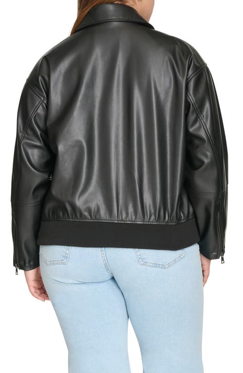 Levi's Plus Size Faux Leather Dad Bomber Jacket In Black