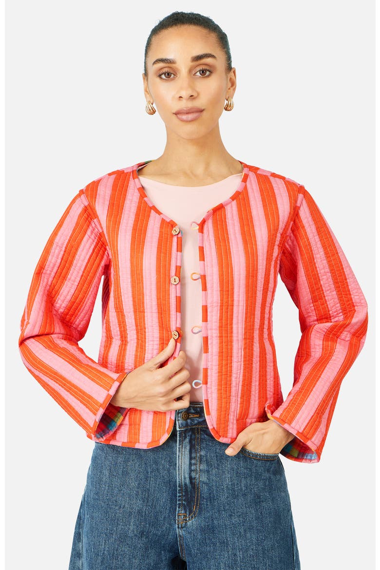 Checked Reversible Cotton Quilted Jacket, Alternate, color, Multi