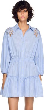 SANDRO Short striped cotton dress
